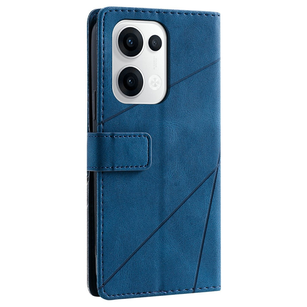For Oppo Reno13 5G (Global) Case Imprinted Lines PU Leather Splicing Wallet Phone Cover