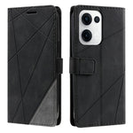 For Oppo Reno13 5G (Global) Case Imprinted Lines PU Leather Splicing Wallet Phone Cover