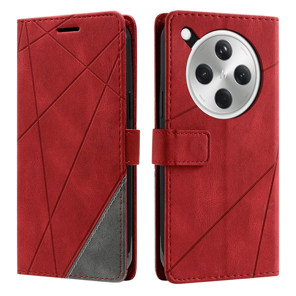 For Oppo Find X8 5G Case Imprinted Lines PU Leather Splicing Wallet Phone Cover