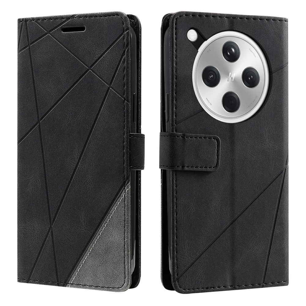 For Oppo Find X8 5G Case Imprinted Lines PU Leather Splicing Wallet Phone Cover