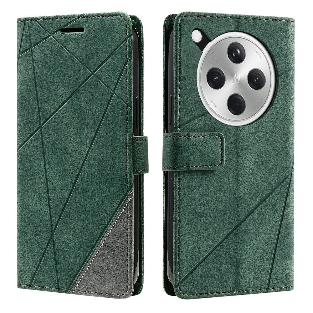 For Oppo Find X8 5G Case Imprinted Lines PU Leather Splicing Wallet Phone Cover