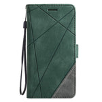 For Xiaomi Redmi Note 14 4G (163.25mm) Case Imprinted Lines PU Leather Splicing Wallet Phone Cover