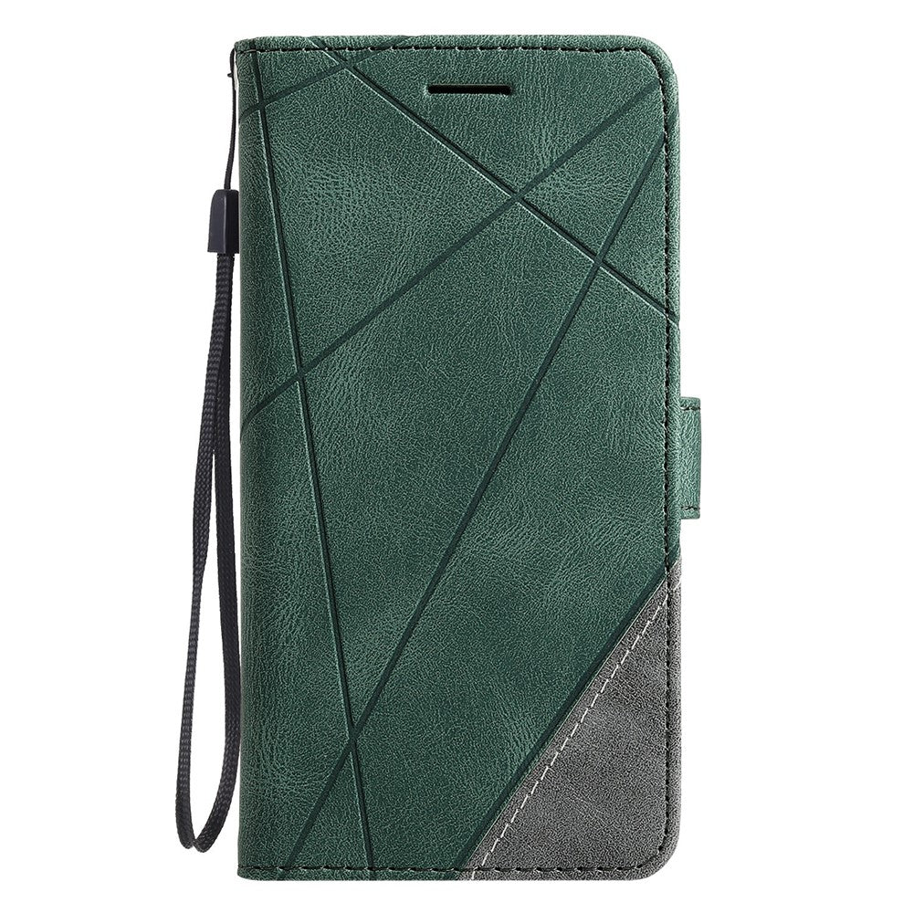 For Xiaomi Redmi Note 14 4G (163.25mm) Case Imprinted Lines PU Leather Splicing Wallet Phone Cover