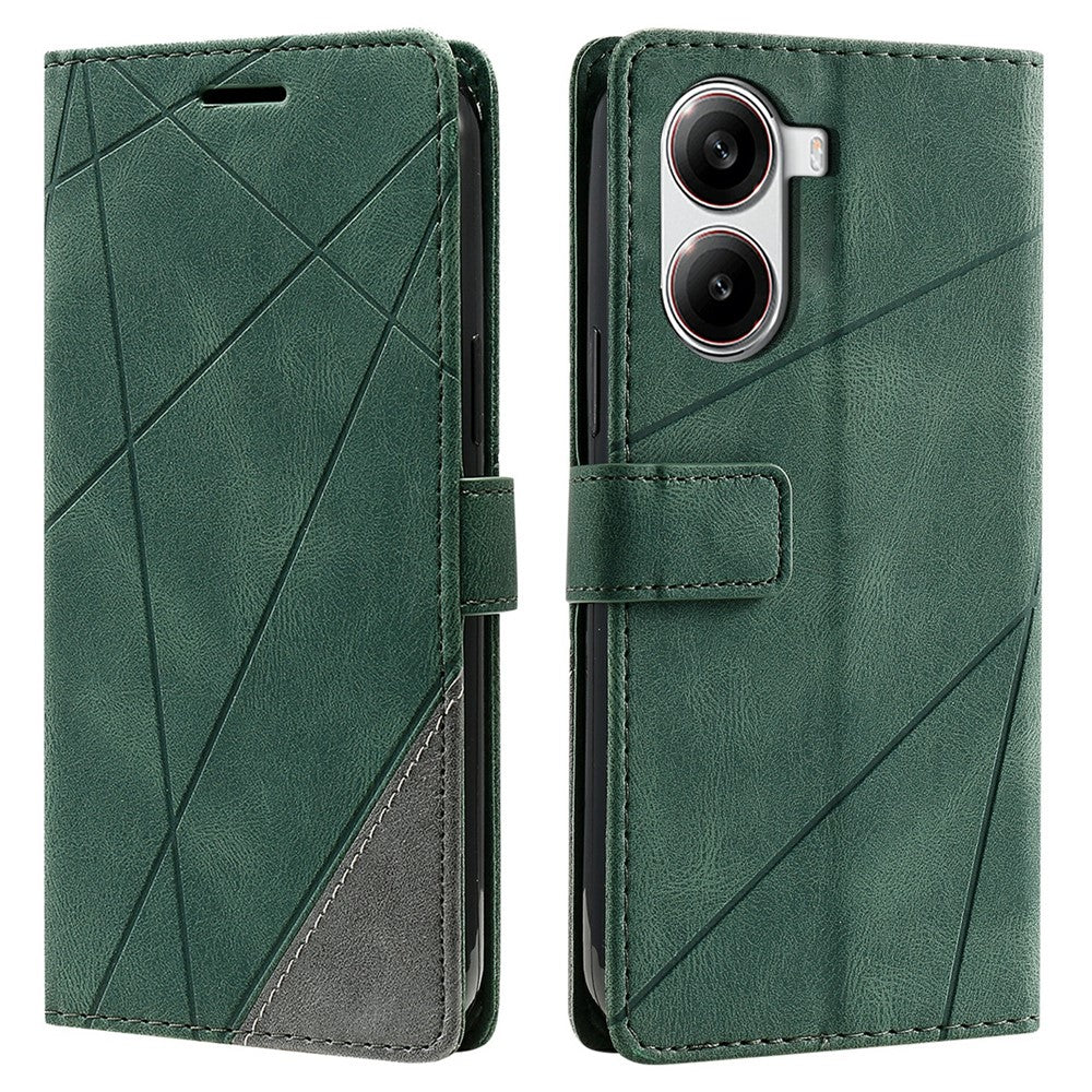 For Xiaomi Redmi Turbo 4 5G / Poco X7 Pro 5G Case Imprinted Lines PU Leather Splicing Wallet Phone Cover
