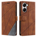 For Xiaomi Redmi Turbo 4 5G / Poco X7 Pro 5G Case Imprinted Lines PU Leather Splicing Wallet Phone Cover