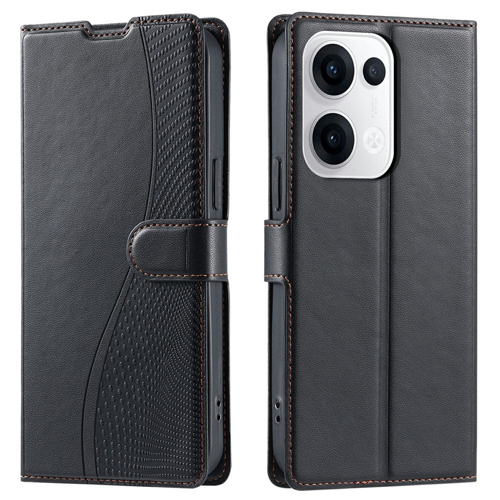 For Oppo Reno13 5G (Global) Case Dots Imprinted PU Leather Flip Phone Cover with Card Slot, Strap
