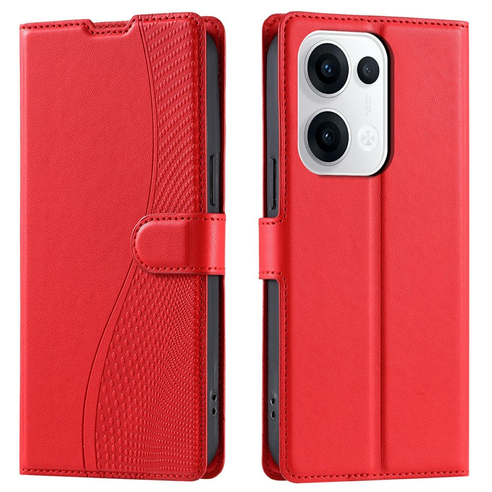 For Oppo Reno13 5G (Global) Case Dots Imprinted PU Leather Flip Phone Cover with Card Slot, Strap