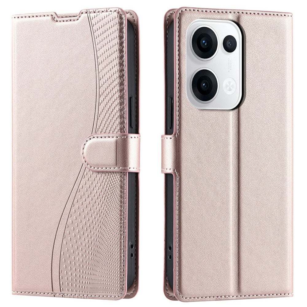 For Oppo Reno13 5G (Global) Case Dots Imprinted PU Leather Flip Phone Cover with Card Slot, Strap