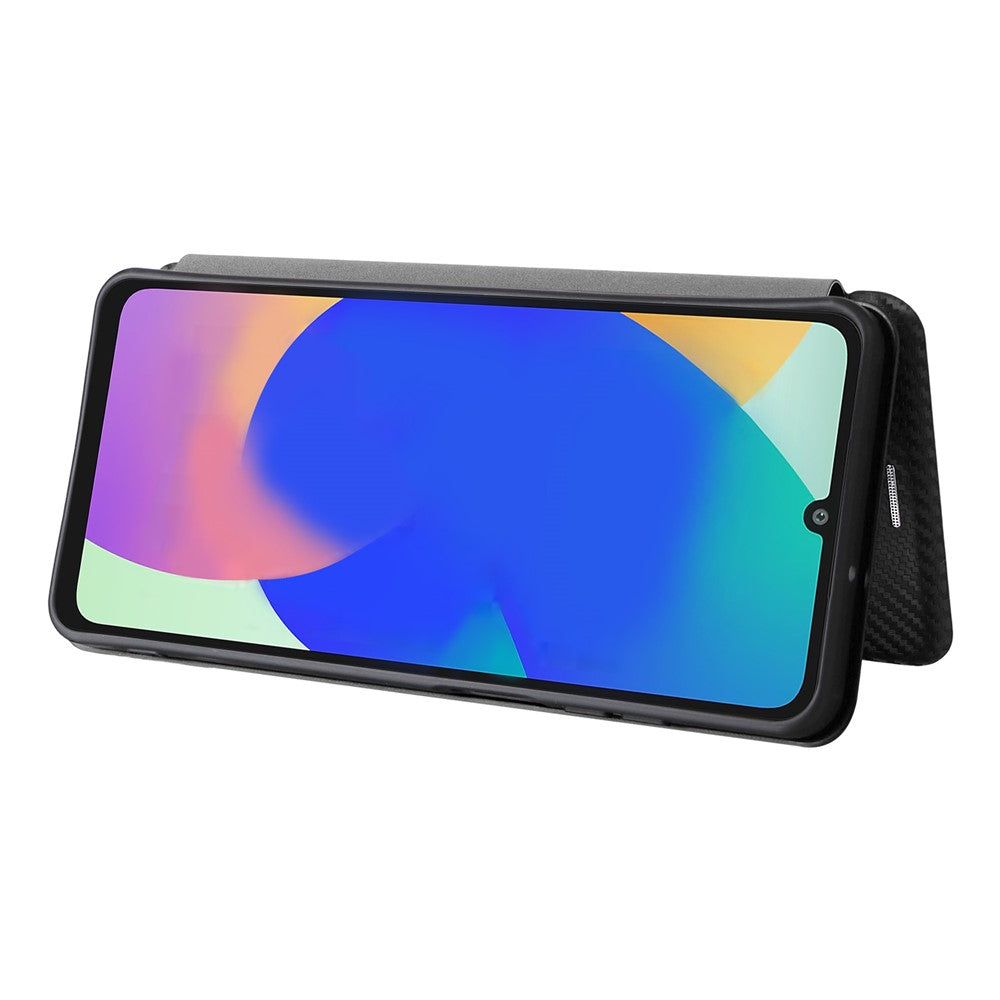 Til Samsung Galaxy F06 5G / M06 5G etui kulfiberstruktur, stødsikkert PU-læder telefoncover