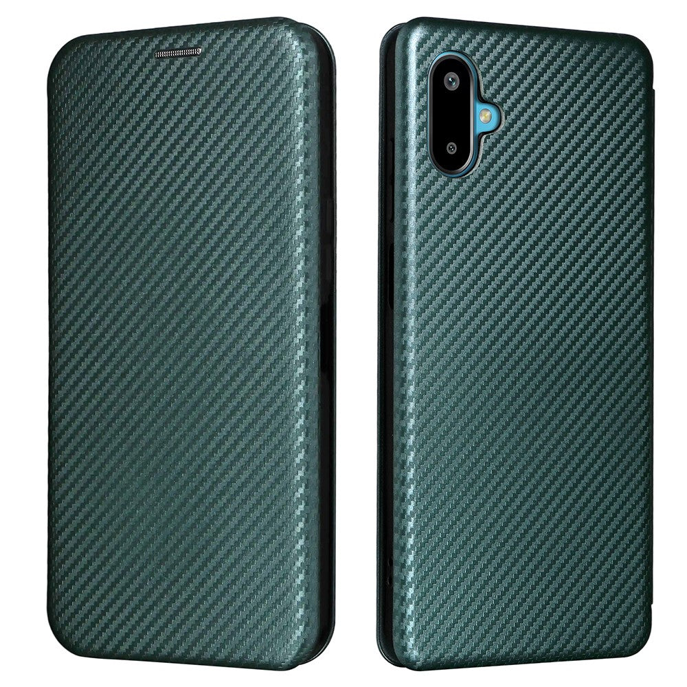 Til Samsung Galaxy F06 5G / M06 5G etui kulfiberstruktur, stødsikkert PU-læder telefoncover