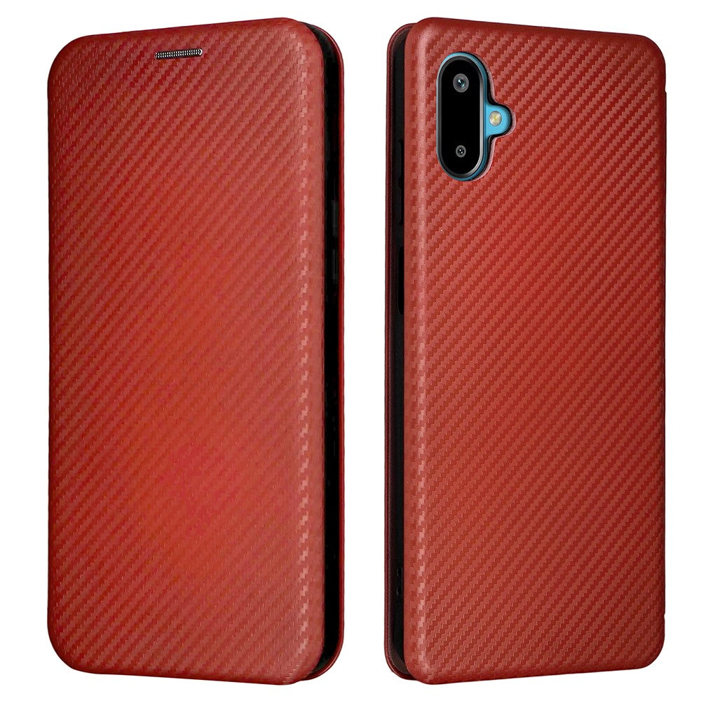 Til Samsung Galaxy F06 5G / M06 5G etui kulfiberstruktur, stødsikkert PU-læder telefoncover