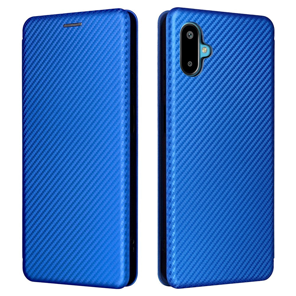 Til Samsung Galaxy F06 5G / M06 5G etui kulfiberstruktur, stødsikkert PU-læder telefoncover