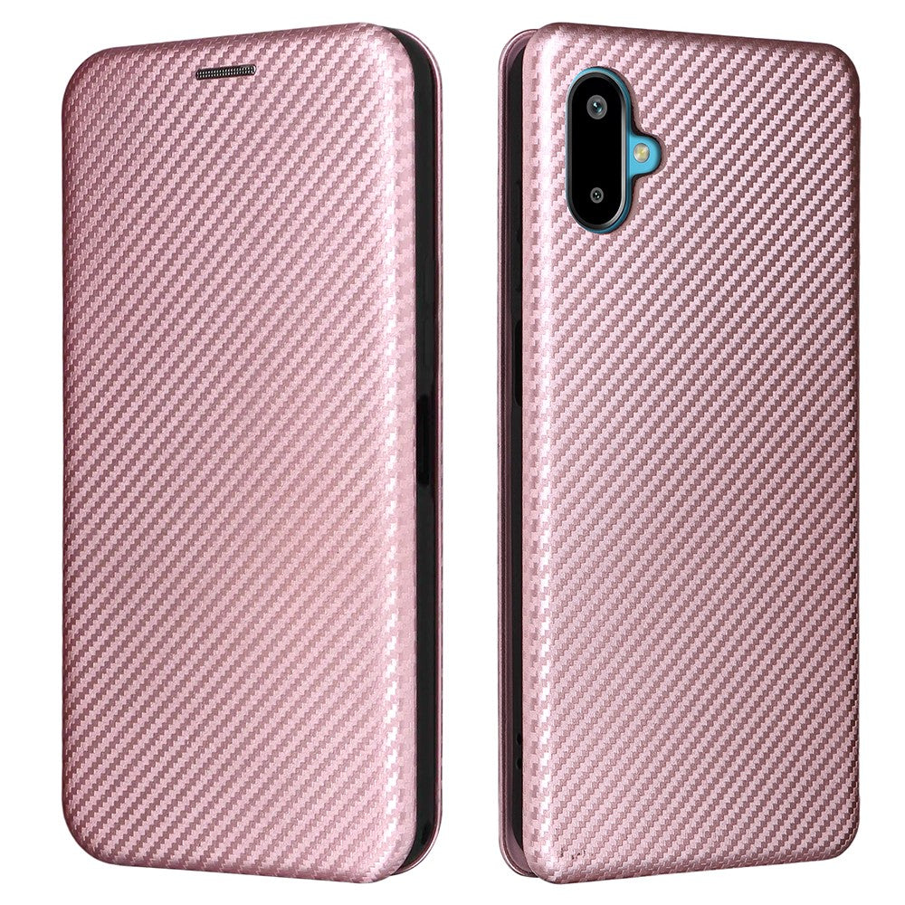 Til Samsung Galaxy F06 5G / M06 5G etui kulfiberstruktur, stødsikkert PU-læder telefoncover
