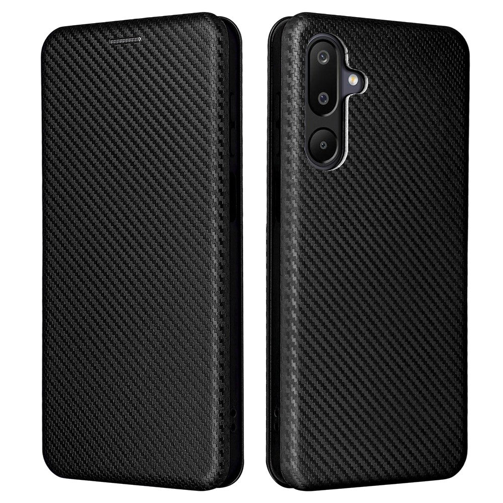 Til Samsung Galaxy F16 5G / M16 5G etui kulfibertekstur faldbeskyttende PU-lædertelefoncover