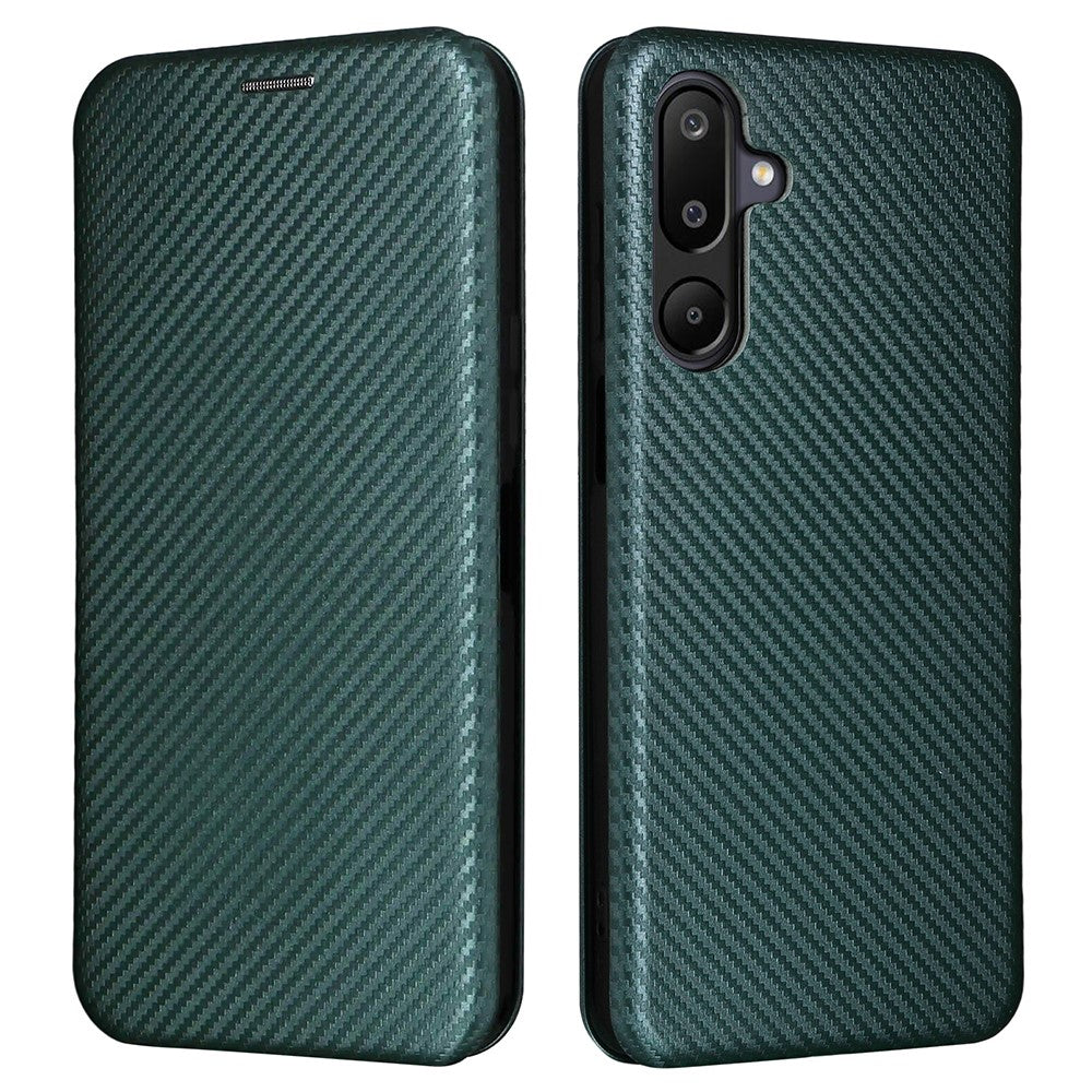 Til Samsung Galaxy F16 5G / M16 5G etui kulfibertekstur faldbeskyttende PU-lædertelefoncover