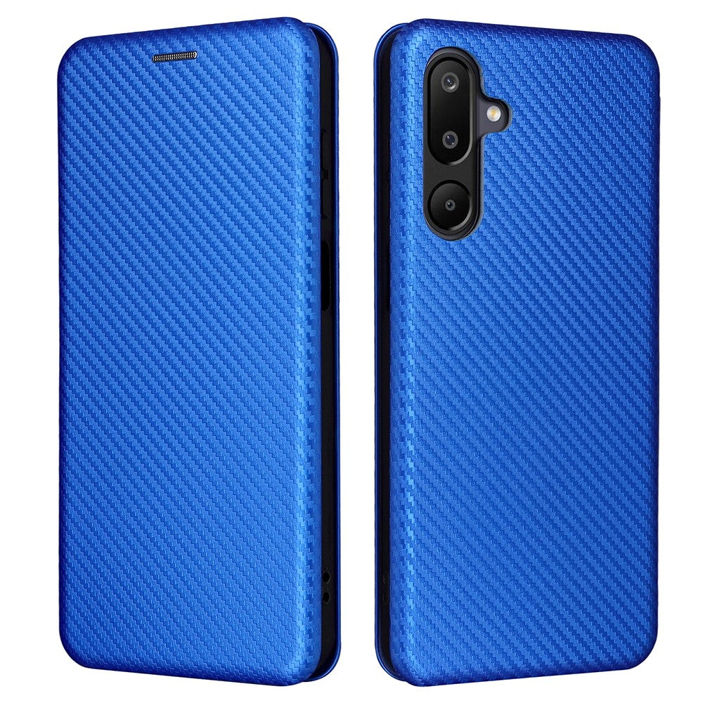 Til Samsung Galaxy F16 5G / M16 5G etui kulfibertekstur faldbeskyttende PU-lædertelefoncover