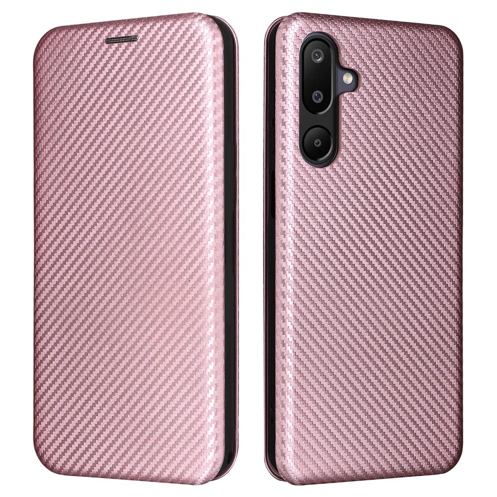 Til Samsung Galaxy F16 5G / M16 5G etui kulfibertekstur faldbeskyttende PU-lædertelefoncover