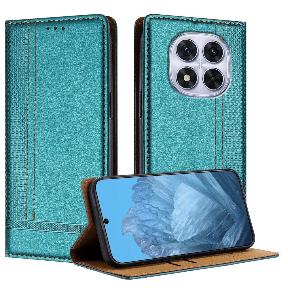 For Xiaomi Redmi Note 14 Pro 5G Case L-Shaped Grid Pattern Leather Stand Phone Cover with Card Slots