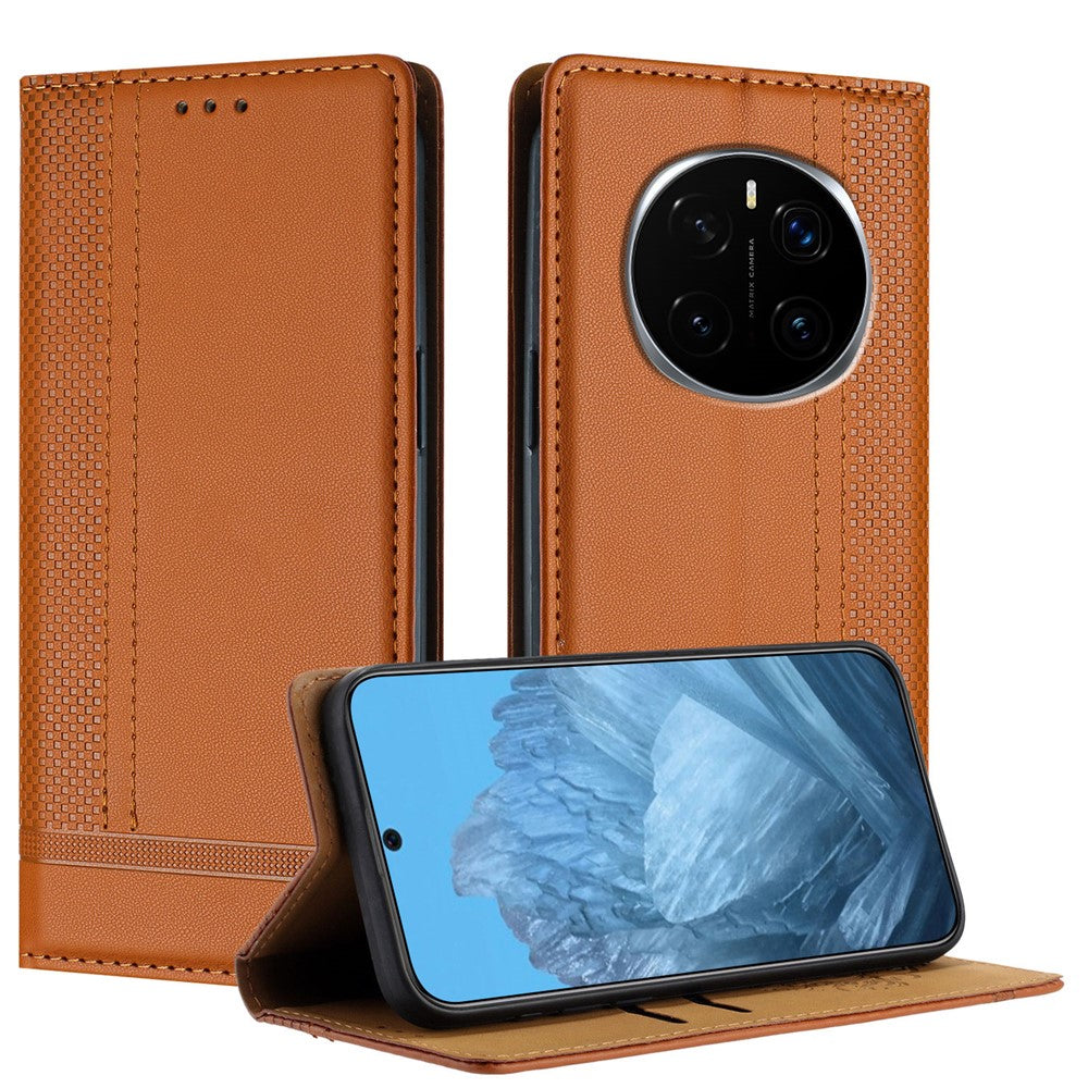 For Honor Magic7 Pro 5G Case L-Shaped Grid Pattern Leather Stand Phone Cover with Card Slots