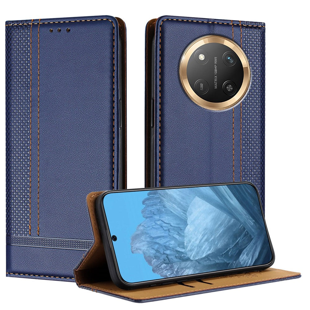 For Honor Magic7 Lite 5G / X9c 5G / X60 Pro 5G Case L-Shaped Grid Pattern Leather Stand Phone Cover with Card Slots