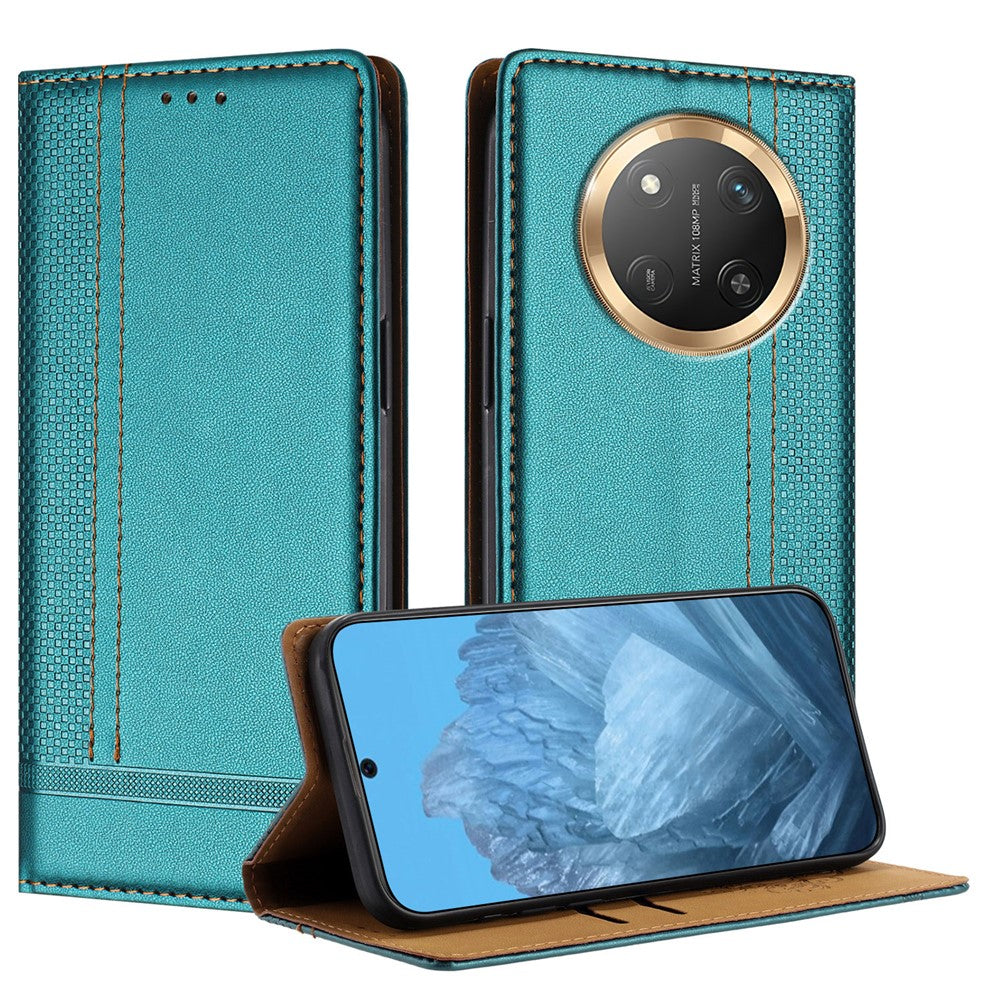 For Honor Magic7 Lite 5G / X9c 5G / X60 Pro 5G Case L-Shaped Grid Pattern Leather Stand Phone Cover with Card Slots
