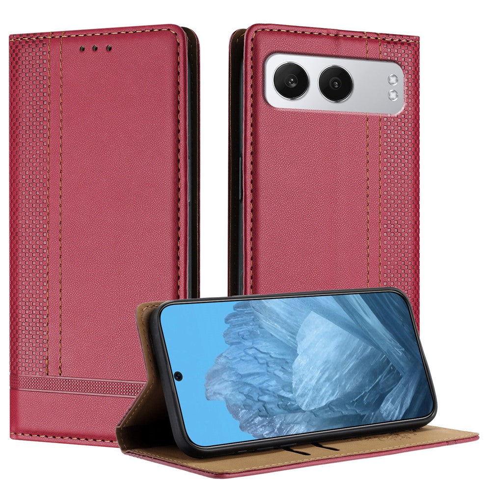 For OnePlus Nord 4 Case L-Shaped Grid Pattern Leather Stand Phone Cover with Card Slots