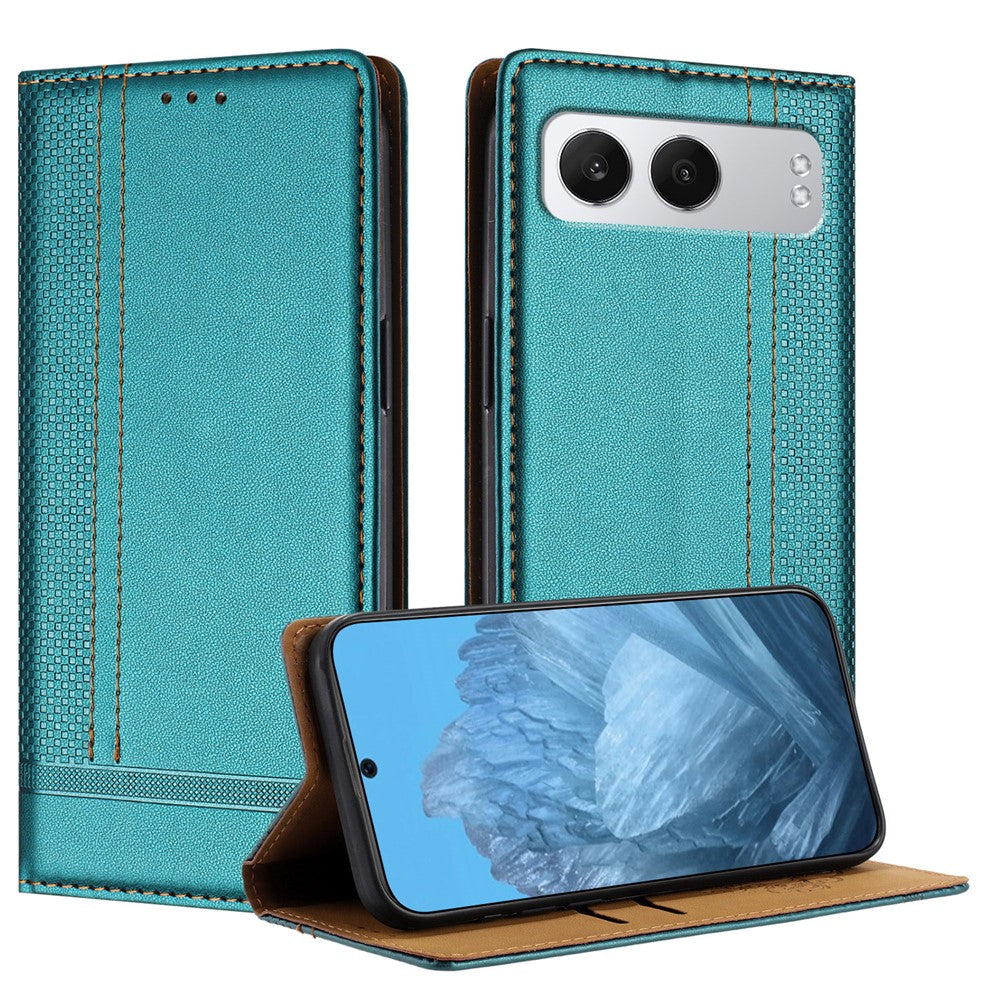 For OnePlus Nord 4 Case L-Shaped Grid Pattern Leather Stand Phone Cover with Card Slots
