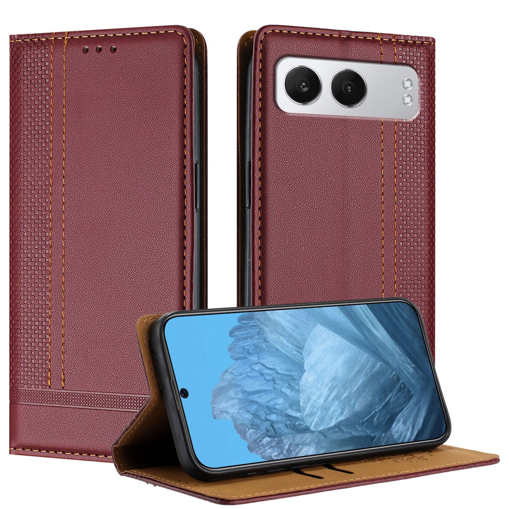 For OnePlus Nord 4 Case L-Shaped Grid Pattern Leather Stand Phone Cover with Card Slots