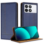 For Xiaomi 14T Case L-Shaped Grid Pattern Leather Stand Phone Cover with Card Slots