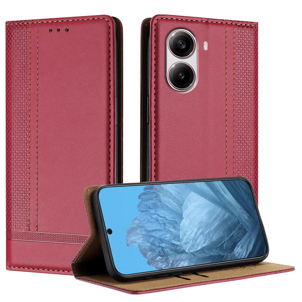 For Xiaomi Redmi Turbo 4 5G Case L-Shaped Grid Pattern Leather Stand Phone Cover with Card Slots
