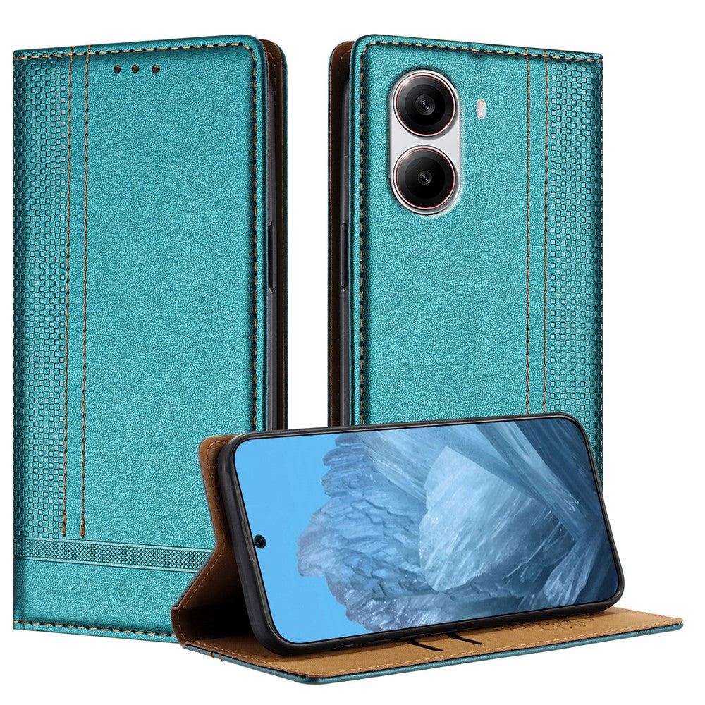 For Xiaomi Redmi Turbo 4 5G Case L-Shaped Grid Pattern Leather Stand Phone Cover with Card Slots