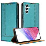 Samsung Galaxy A14 5G-skal L-format rutmönster läderstativ mobilskal med kortplatser