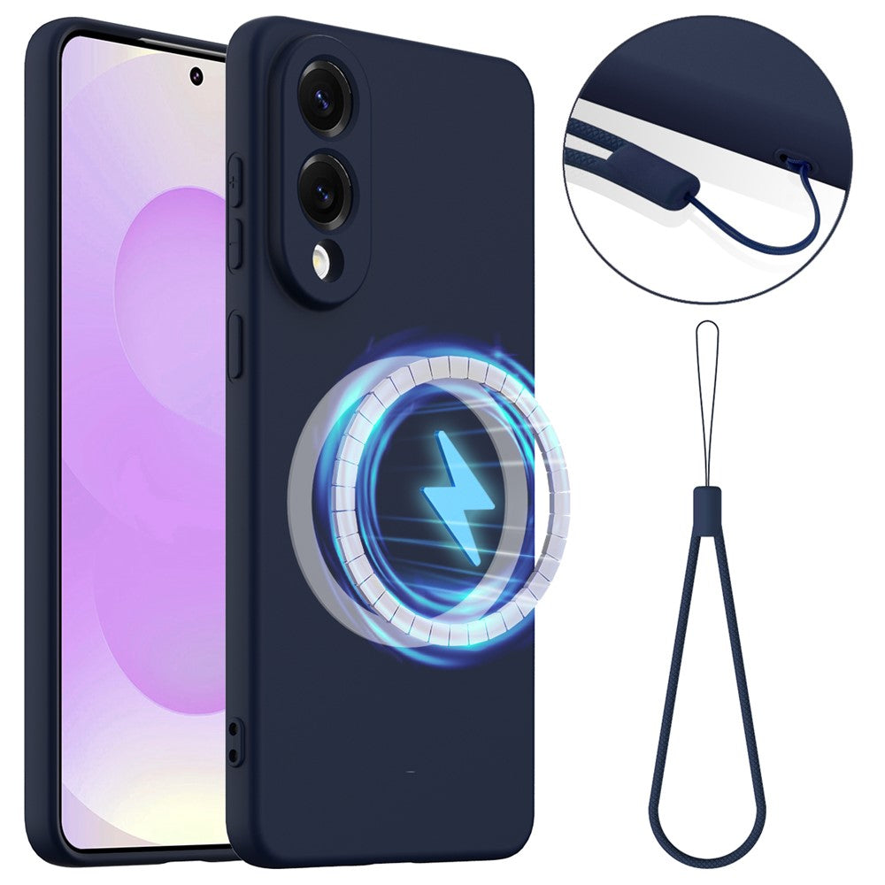 For Samsung Galaxy S25 Edge Magnetic Case Anti-Drop Liquid Silicone Phone Cover