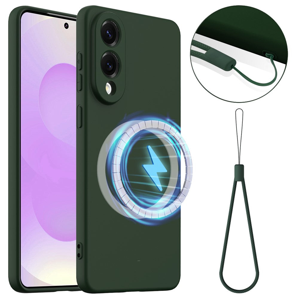For Samsung Galaxy S25 Edge Magnetic Case Anti-Drop Liquid Silicone Phone Cover