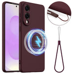 For Samsung Galaxy S25 Edge Magnetic Case Anti-Drop Liquid Silicone Phone Cover