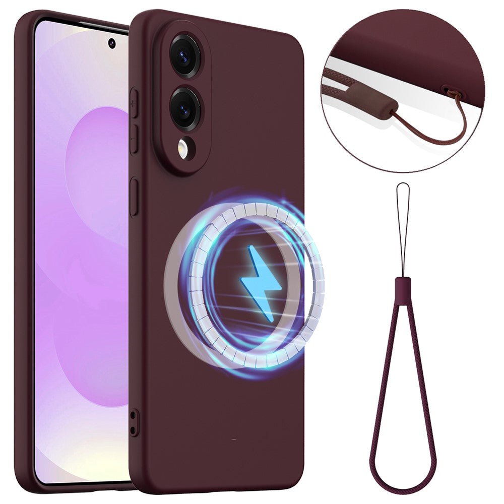 For Samsung Galaxy S25 Edge Magnetic Case Anti-Drop Liquid Silicone Phone Cover