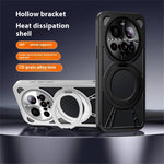 For Xiaomi 15 Ultra Case Magnetic Kickstand Hollow Heat Dissipation Silicone + PC + Metal Bumper Phone Cover