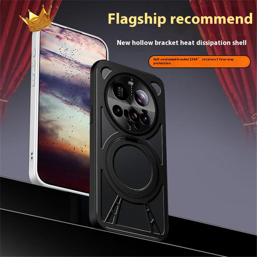 For Xiaomi 15 Ultra Case Magnetic Kickstand Hollow Heat Dissipation Silicone + PC + Metal Bumper Phone Cover