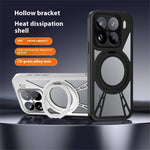 For Xiaomi 15 Pro Case Magnetic Kickstand Hollow Heat Dissipation Silicone + PC + Metal Bumper Phone Cover