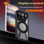 For Xiaomi 15 Pro Case Magnetic Kickstand Hollow Heat Dissipation Silicone + PC + Metal Bumper Phone Cover