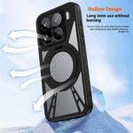 For Xiaomi 15 Pro Case Magnetic Kickstand Hollow Heat Dissipation Silicone + PC + Metal Bumper Phone Cover