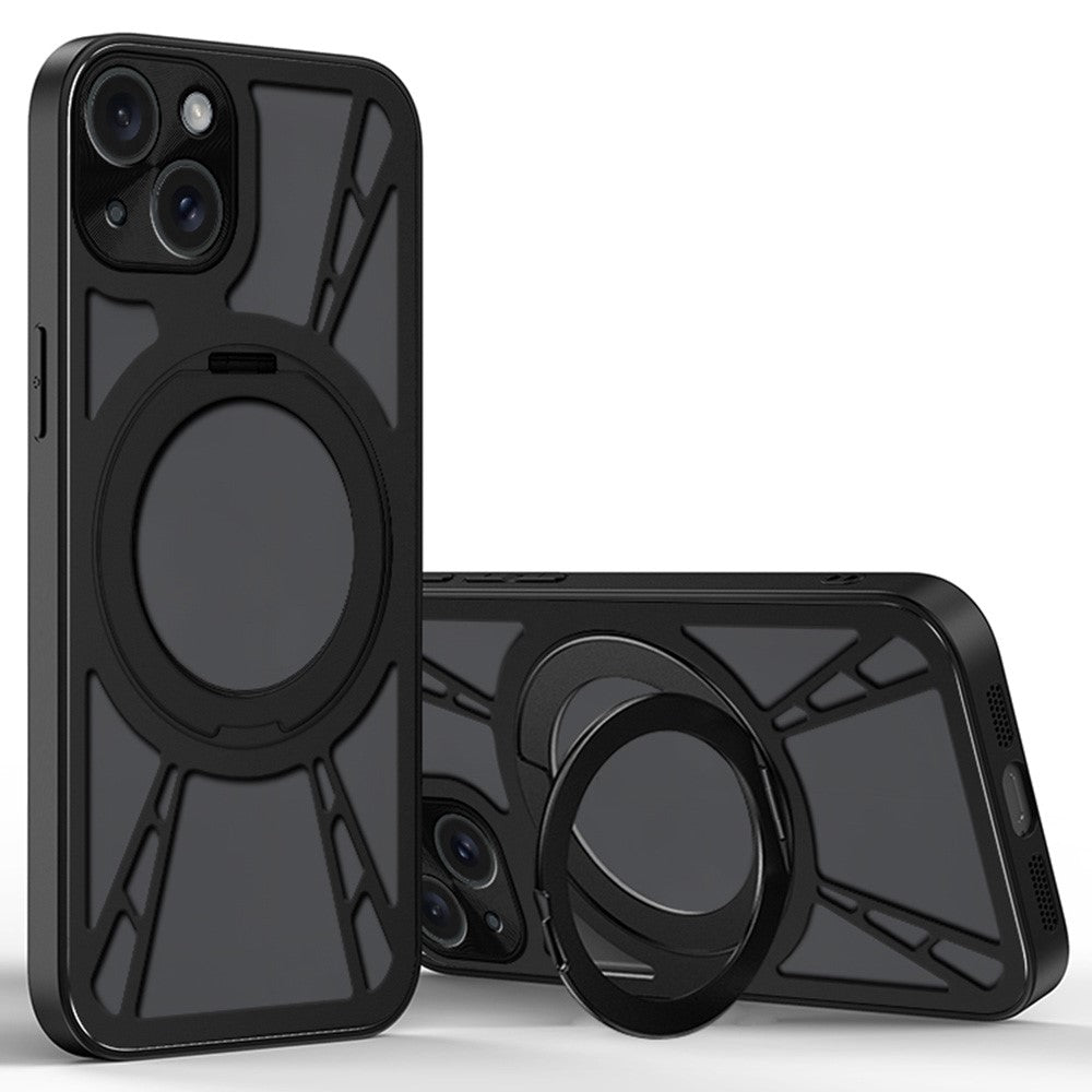 Til iPhone 13-cover Magnetisk støtteben Hul Varmeafledning Silikone + PC + Metal Bumper Telefoncover