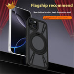 Til iPhone 13-cover Magnetisk støtteben Hul Varmeafledning Silikone + PC + Metal Bumper Telefoncover