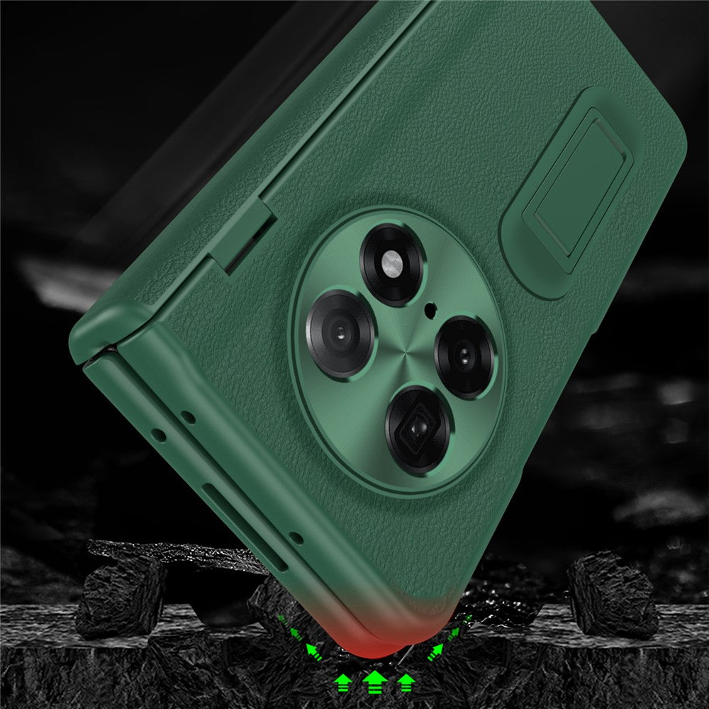 For Oppo Find N5 5G Case with Tempered Glass Film Kickstand PC  + PU Leather Folding Phone Cover