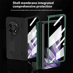 For Oppo Find N5 5G Case with Tempered Glass Film Kickstand PC  + PU Leather Folding Phone Cover