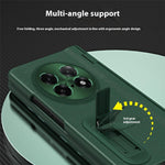 For Oppo Find N5 5G Case with Tempered Glass Film Kickstand PC  + PU Leather Folding Phone Cover