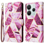 For Xiaomi Poco M7 Pro 5G  /  Redmi Note 14 5G Case Lacquered Marble Pattern Leather Phone Cover