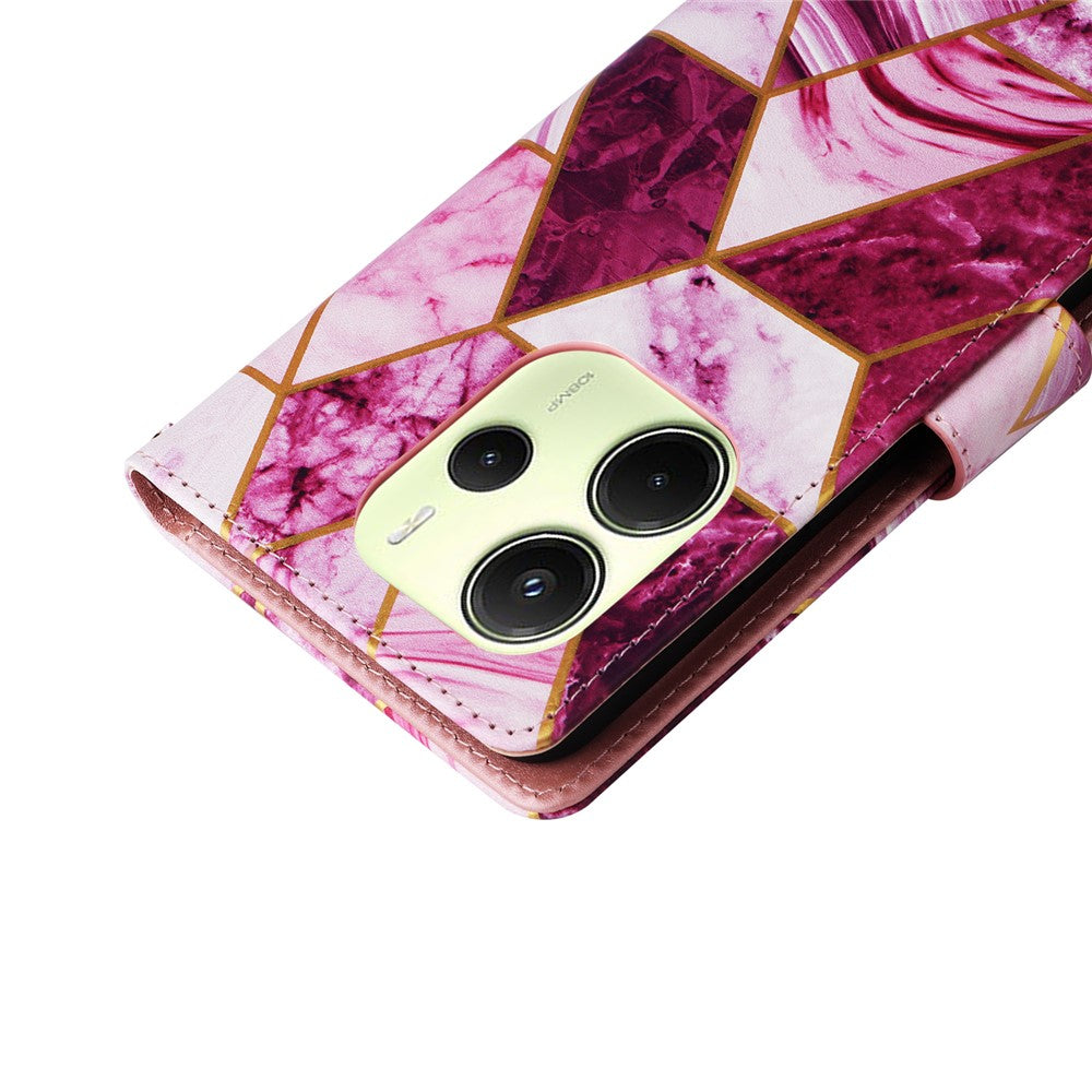 For Xiaomi Redmi Note 14 4G (164.84mm) Case Lacquered Marble Pattern Leather Phone Cover