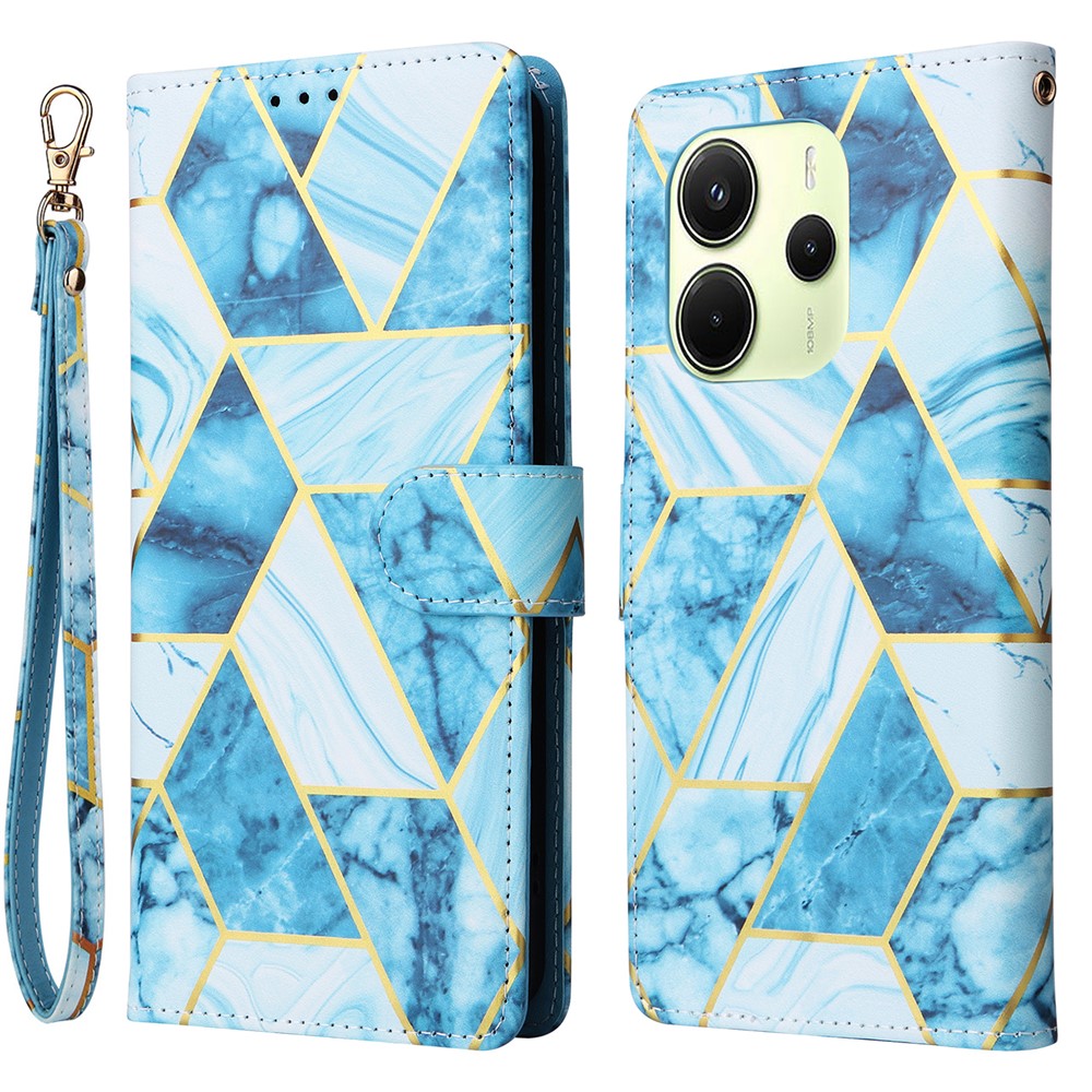 For Xiaomi Redmi Note 14 4G (164.84mm) Case Lacquered Marble Pattern Leather Phone Cover