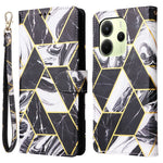 For Xiaomi Redmi Note 14 4G (164.84mm) Case Lacquered Marble Pattern Leather Phone Cover